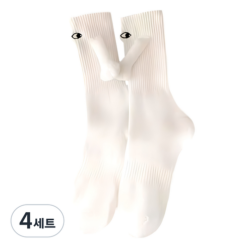 다다랜드 가까이가면 손잡는 파티 양말, 화이트, 4세트