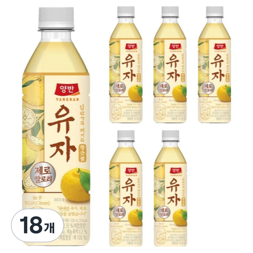 양반 유자 제로, 18개, 500ml