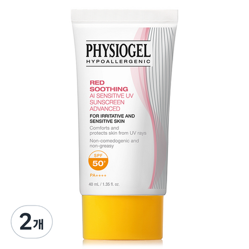 피지오겔 레드 수딩 에이아이 센서티브 유브이 선스크린 어드밴스드 SPF50+ PA++++, 40ml, 2개