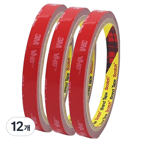 쓰리엠 VHB 초강력 아크릴폼 그레이 양면테이프 10mm x 1.5m, 12개