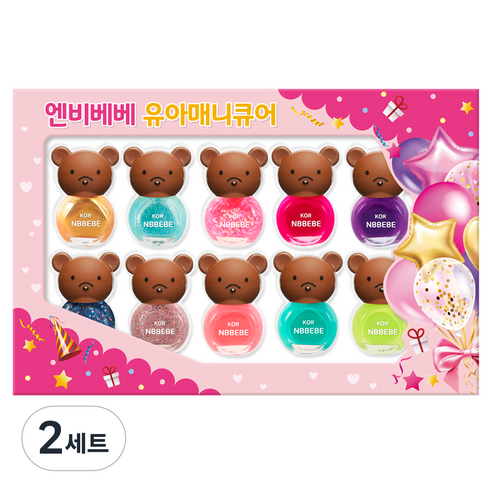 엔비베베 어린이 매니큐어 곰돌이 4ml x 10종 선물세트 03, 블링골드, 블링하늘, 블링핑크, 비비드핑크, 비비드퍼플, 블링바다, 블링스타, 퍼니핑크, 퍼니민트, 퍼니그린, 2세트