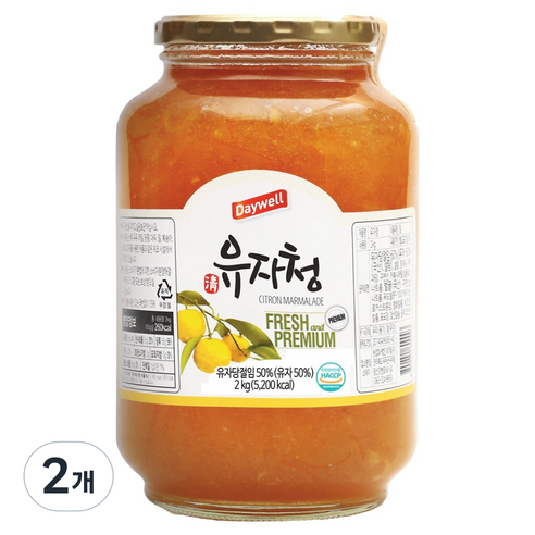 데이웰 유자청, 2kg, 1개입, 2개