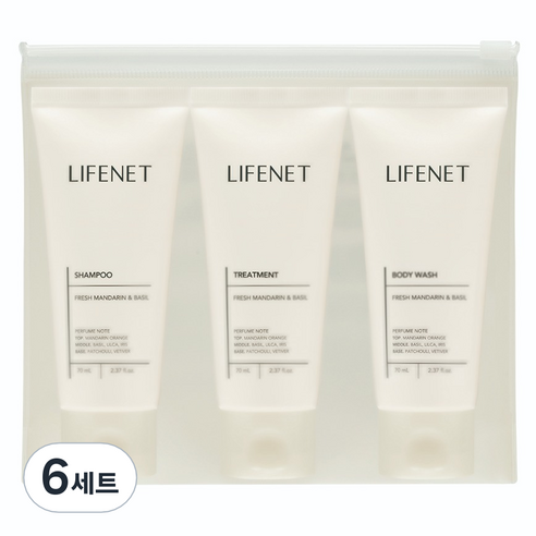 라이프넷 헤어바디 3종 트래블 키트 + 미니 파우치 세트, 6세트