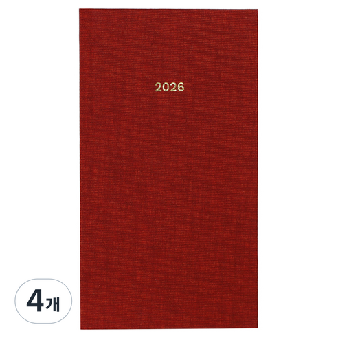 페이퍼리안 2026년 애티튜드 포켓형 위클리 플래너, 루비 레드, 4개
