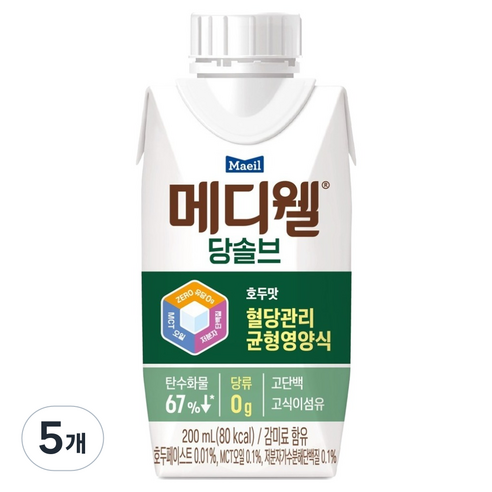 메디웰 당솔브 호두맛 혈당관리 균형영양식 200ml, 5개 솔직 후기 | 실사용자 리뷰 분석 - 상품 이미지 1