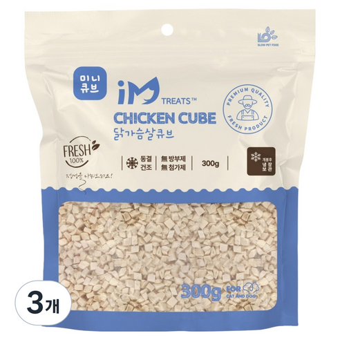 네이처펫 전연령 고양이 아임트릿 동결건조 큐브 사료, 닭, 300g, 3개