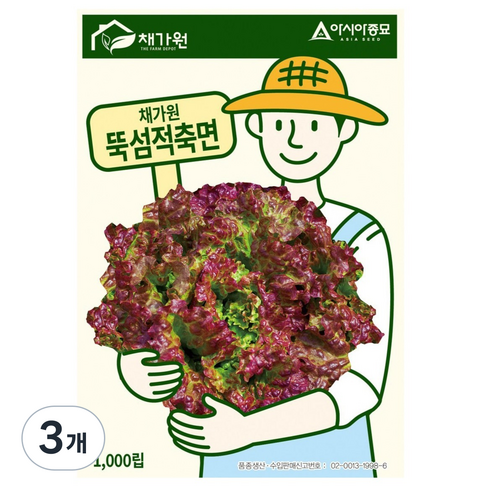 아시아종묘 상추 뚝섬적축면 씨앗 1000립, 3개