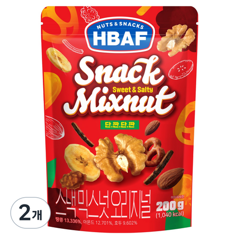 바프 스낵 믹스넛 오리지널, 200g, 2개