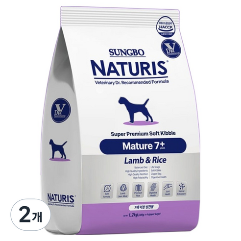 네츄리스 7세 이상 강아지 머츄어 소프트 사료, 양, 1.2kg, 2개