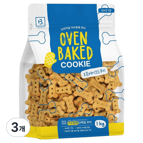 브리더랩 강아지 오븐 베이크드 쿠키, 3개, 1kg, 닭고기맛