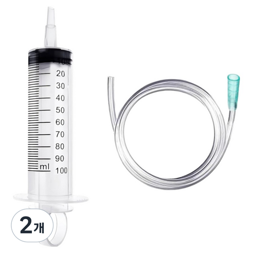 다온셀렉트 공업용 대형 주사기 100ml 호스 1m, 혼합색상, 2개