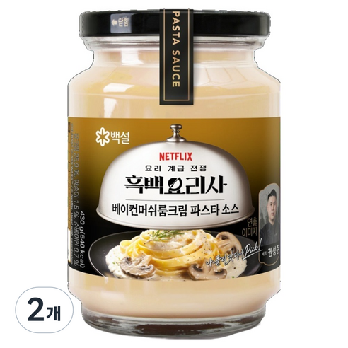 백설 나폴리맛피아 권성준셰프 베이컨 머쉬룸 크림 파스타소스, 430g, 2개