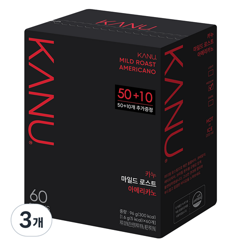 카누 마일드 로스트 아메리카노 원두커피믹스, 60개입, 3개, 1.6g