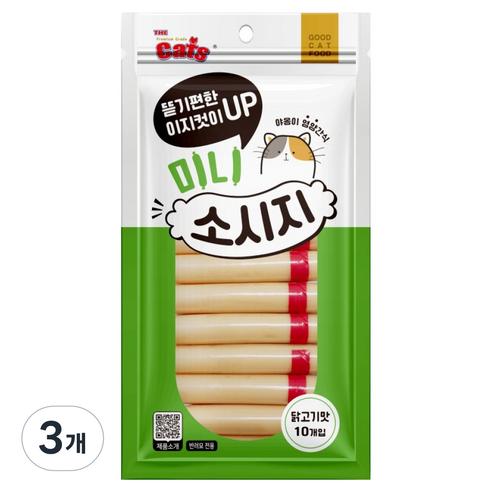 더캣츠 고양이 이지컷 미니소시지 간식, 3개, 90g, 닭