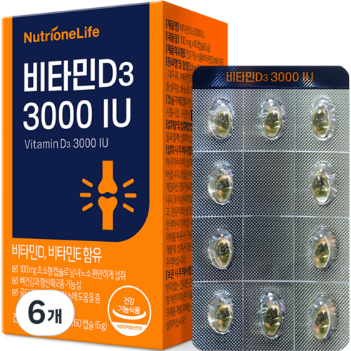 뉴트리원 비타민D3 3000 IU, 60정, 6개