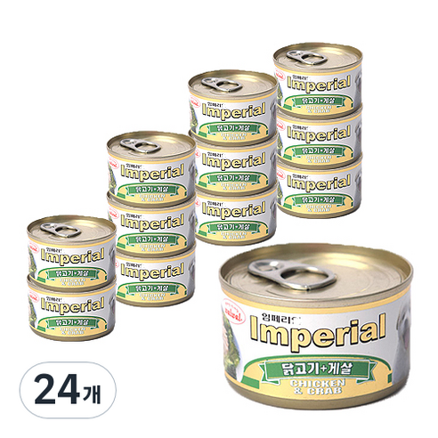 왈왈 강아지 임페리얼 캔간식, 혼합맛(닭고기/게살), 100g, 24개