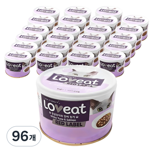 사조러브잇 고양이 레드라벨 간식캔, 혼합맛(흰살참치/연어), 160g, 96개