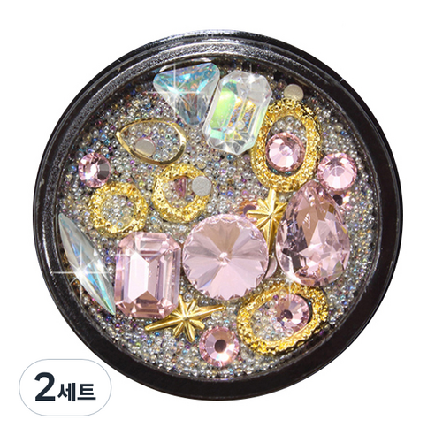 Seller 보석 쥬얼리 네일 파츠 세트, 핑크, 2세트