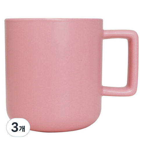 비비드 스퀘어 핸들 머그컵 310ml, 핑크, 3개