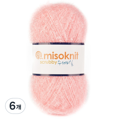 미소털실 펄 수세미실 80g, 09연핑크, 6개