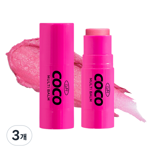 르브레 코코 어린이 멀티밤 로즈 7.4g, 핑크 펄, 3개
