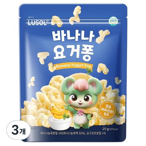 루솔 바나나요거퐁, 혼합맛(바나나/요거트), 25g, 3개