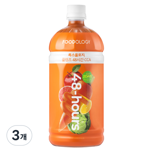 푸드올로지 톡스올로지 48시간 CCA 클렌즈주스, 1L, 3개