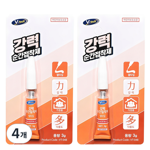 Vtech 젤타입 강력 순간 접착제, 4개