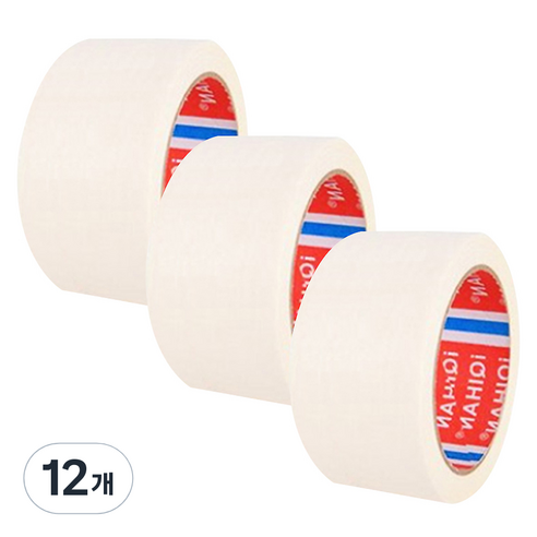 다다 마스킹 종이테이프 50mm x 15m, 화이트, 12개