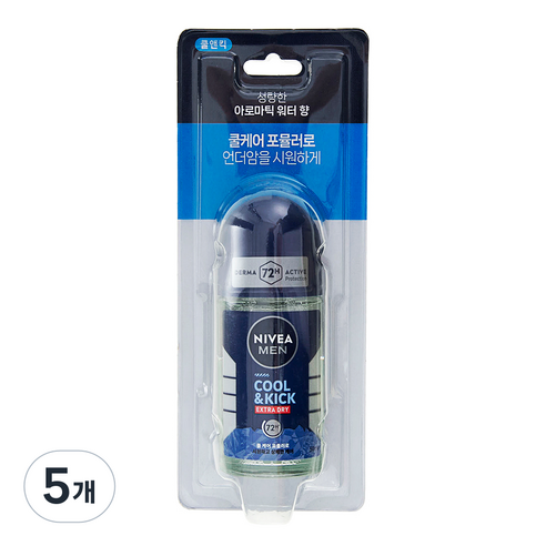 니베아 맨 쿨킥 롤온 데오드란트, 50ml, 5개