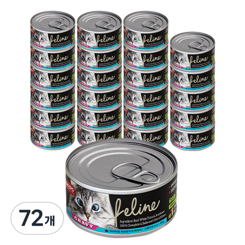 데이스포 필라인 그레이비 고양이 간식캔, 흰살참치 + 멸치 혼합맛, 80g, 72개