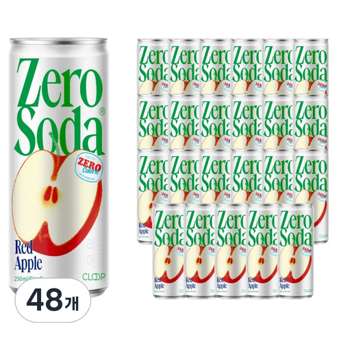 클룹 제로소다 레드애플 탄산음료, 250ml, 48개