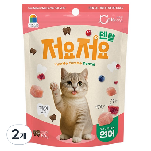 캐츠랑 고양이 저요저요 덴탈 간식, 연어, 60g, 2개