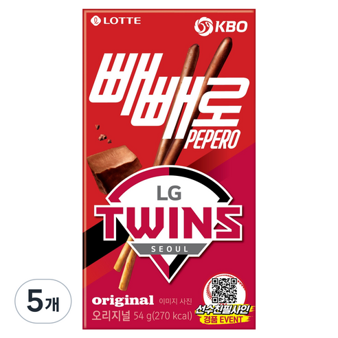 빼빼로 KBO 초코 LG 트윈스, 54g, 5개