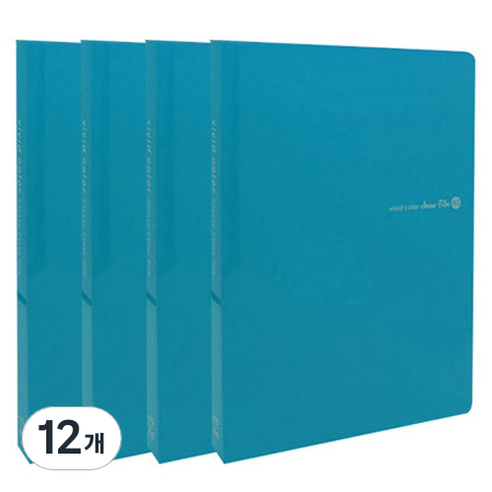 비비드 컬러 클리어 파일 40p, 블루, 12개