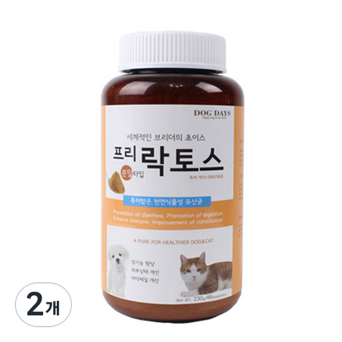 도그데이즈 반려동물 분말 영양제, 230g, 장건강/유산균, 2개