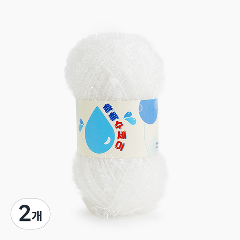 쎄비 촉촉 수세미 뜨개실, 흰색, 2개