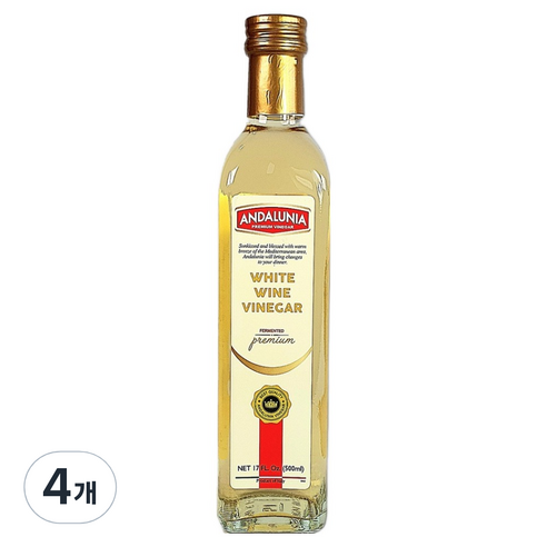 안달루니아 화이트 와인 식초, 4개, 500ml