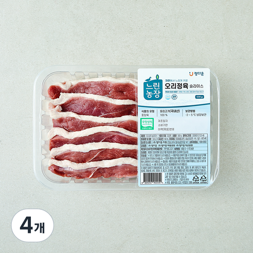 느린농장 무항생제 인증 정다운 오리정육 슬라이스 (냉장), 500g, 4개