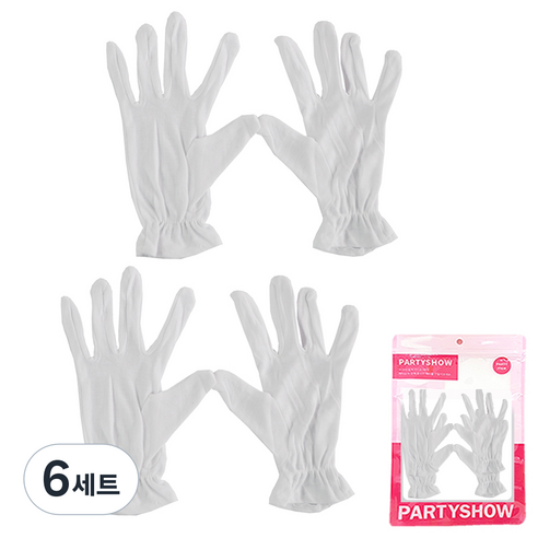 파티쇼 컷팅식 행사 흰장갑, 화이트, 6세트