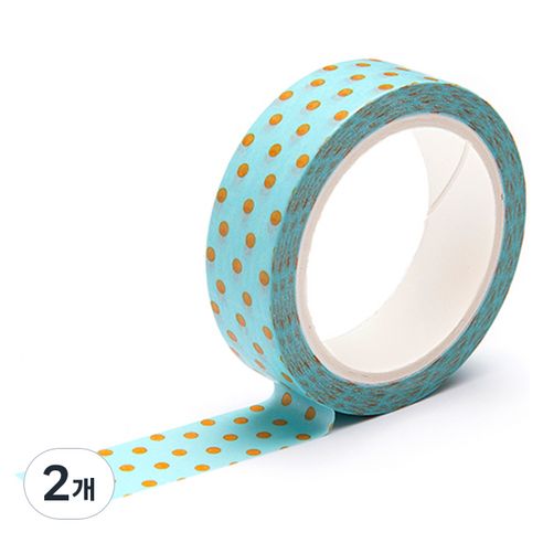 프린텍디자인 마스킹 테이프 15mm x 10m, 브라운 도트(DM25-1510), 2개