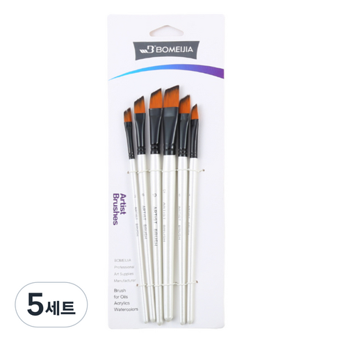 블랙트리 화이트펄 수채화 사선붓 6종 세트, 5세트