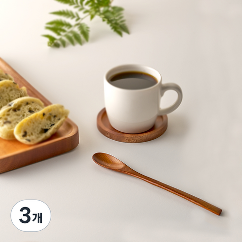우디바인 롱안 우드 오벌 팁 티스푼 20cm, 3개, 단품
