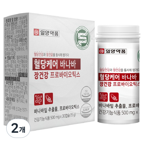 일양약품 혈당케어 바나바 장건강 프로바이오틱스 유산균 15g, 30정, 2개