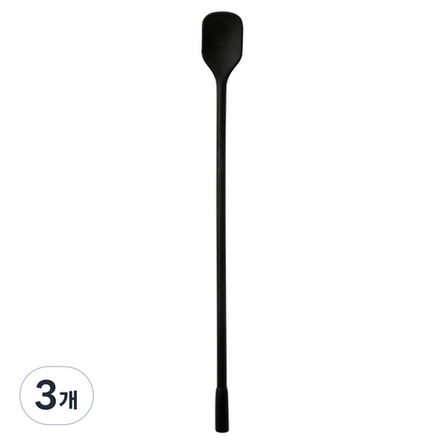 이지실리 실리콘 다용도 사각 머들러 요거트 롱스푼, 블랙, 3개