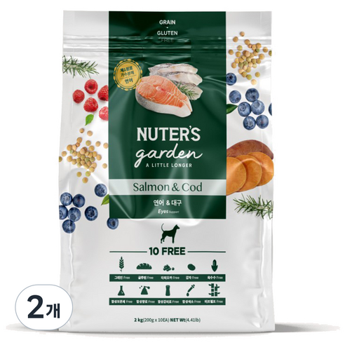 누터스가든 강아지 기능성 사료, 눈물개선/눈건강 (연어 앤 대구), 2kg, 2개