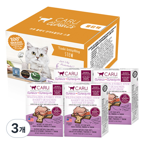 카루펫푸드 전연령 고양이 클래식 스튜, 연어+칠면조, 624g, 3개