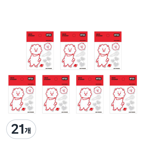 라인프렌즈 BT21 데코 스티커, 알제이, 21개
