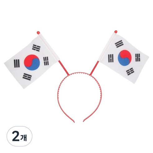 수스다 월드컵 응원 태극기 깃발 머리띠, 2개, 레드