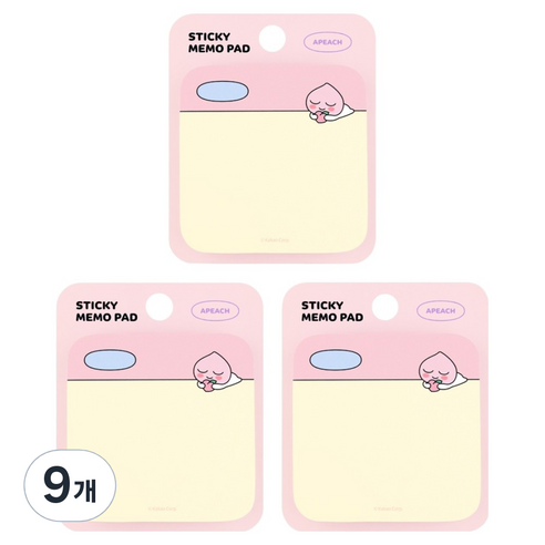 카카오프렌즈 라운드 점착 메모지, 어피치, 80매, 9개